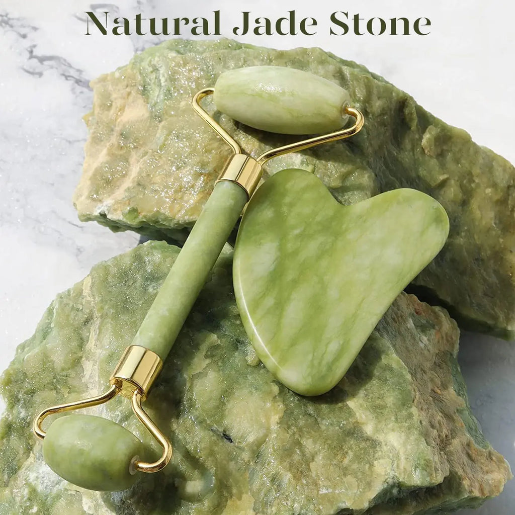 BAIMEI Icyme Gua Sha and Jade Roller Facial Tools Set for Puffiness and Self-Care Gifts
