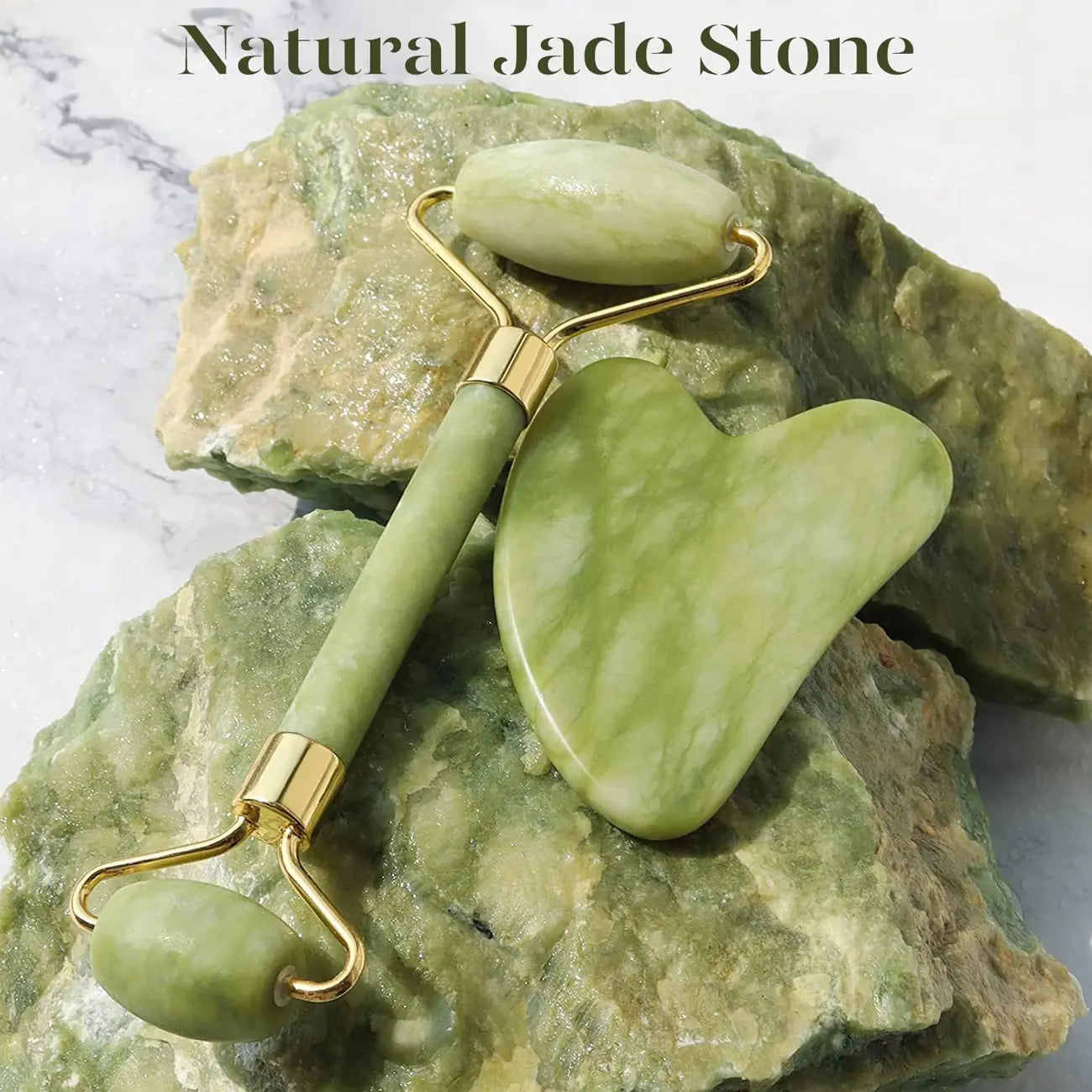 BAIMEI Icyme Gua Sha and Jade Roller Facial Tools Set for Puffiness and Self-Care Gifts