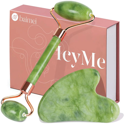 BAIMEI Icyme Gua Sha and Jade Roller Facial Tools Set for Puffiness and Self-Care Gifts
