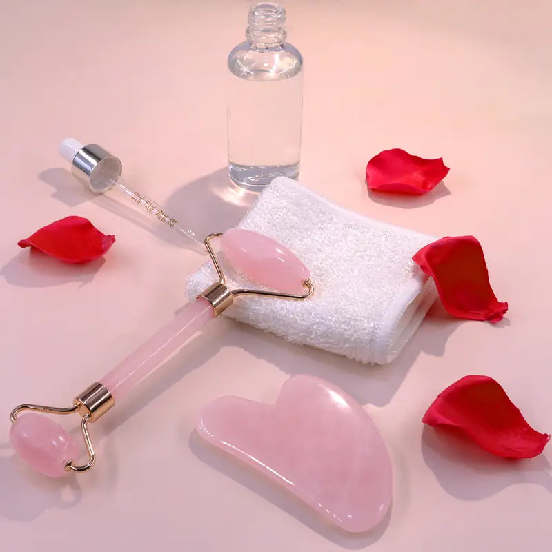 BAIMEI Icyme Gua Sha and Jade Roller Facial Tools Set for Puffiness and Self-Care Gifts